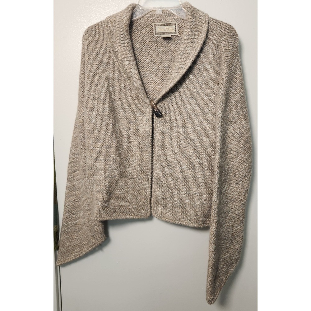 Mira Flores 100% Alpaca Toggle Button Long Bell‎ Sleeve Cardigan Shawl Collar XL